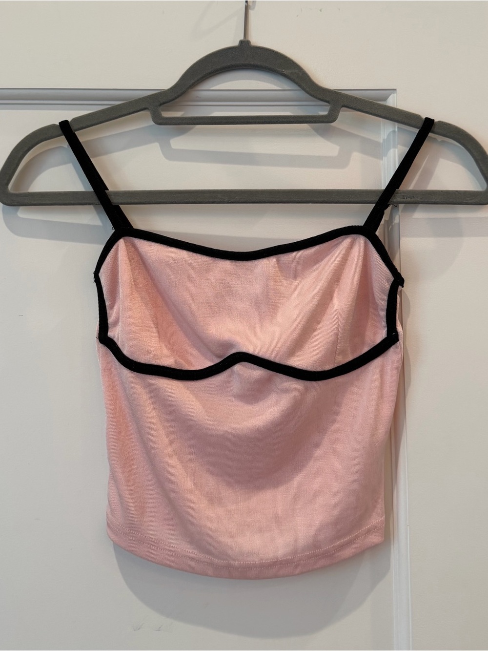 Motel Rocks Pink Cami Tank with Black Piping